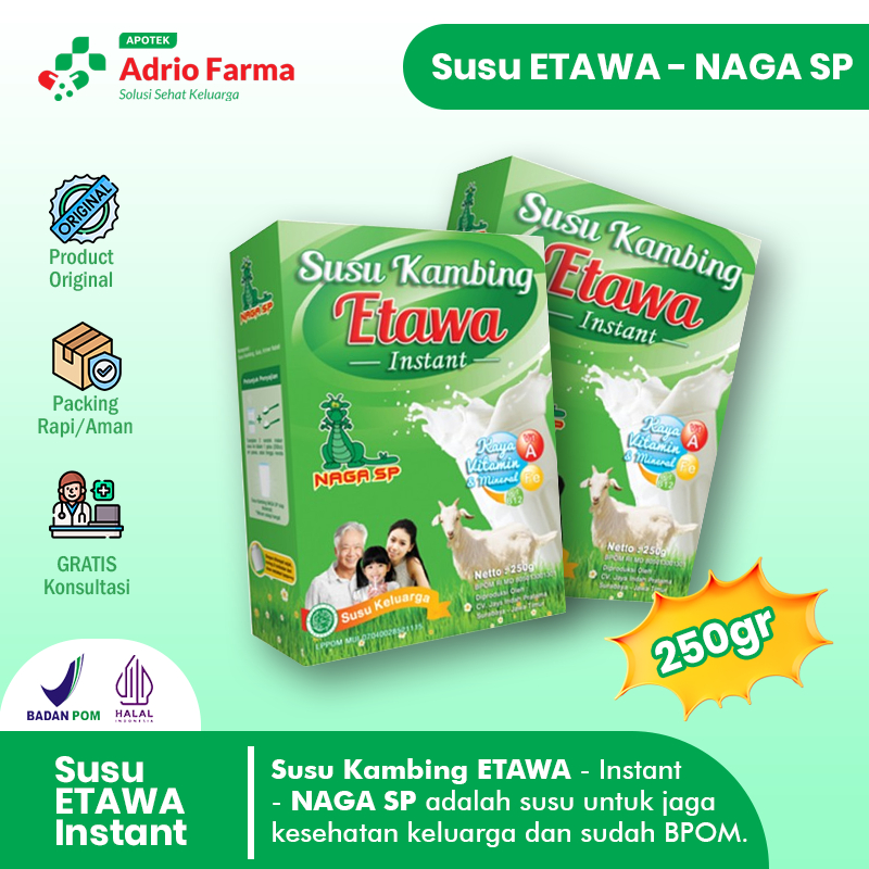 

Susu KAMBING ETAWA INSTAN - NAGA SP - Kemasan 250 GRAM