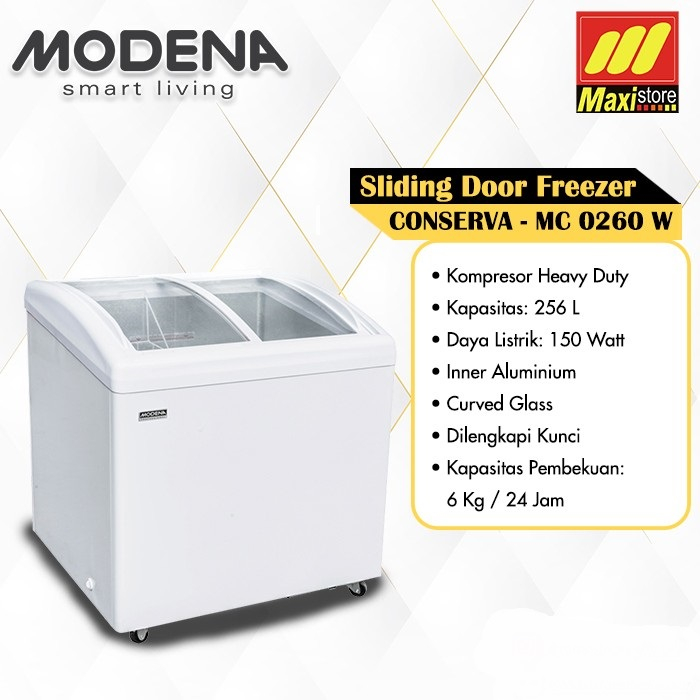 MODENA MC 0260 W / MC0260W Sliding Glass Door Freezer [256 L]