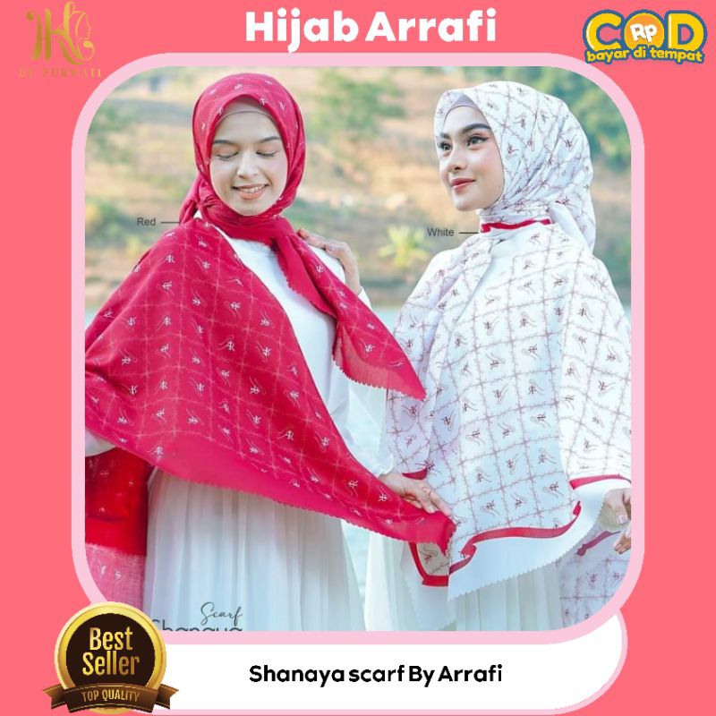 Jilbab Hijab Kerudung Segiempat Shanaya Scarf By Arrafi bahan voal motif printing persiapan hari kem