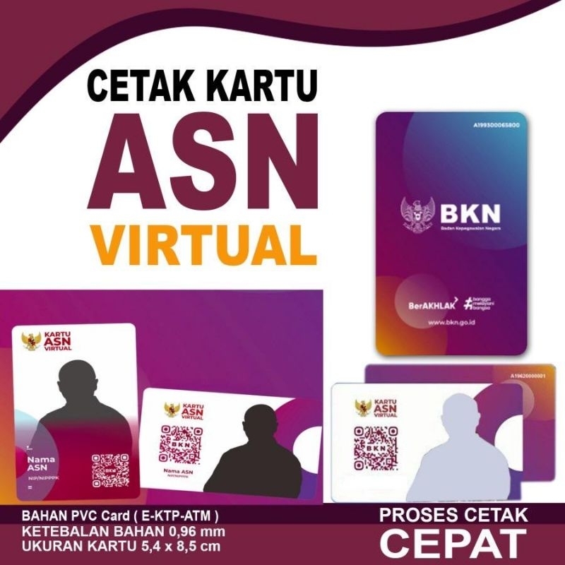 

CETAK KARTU ID CARD ASN VIRTUAL | CETAK KARTU PNS TEBAL 0,76 mm & 0.96 mm