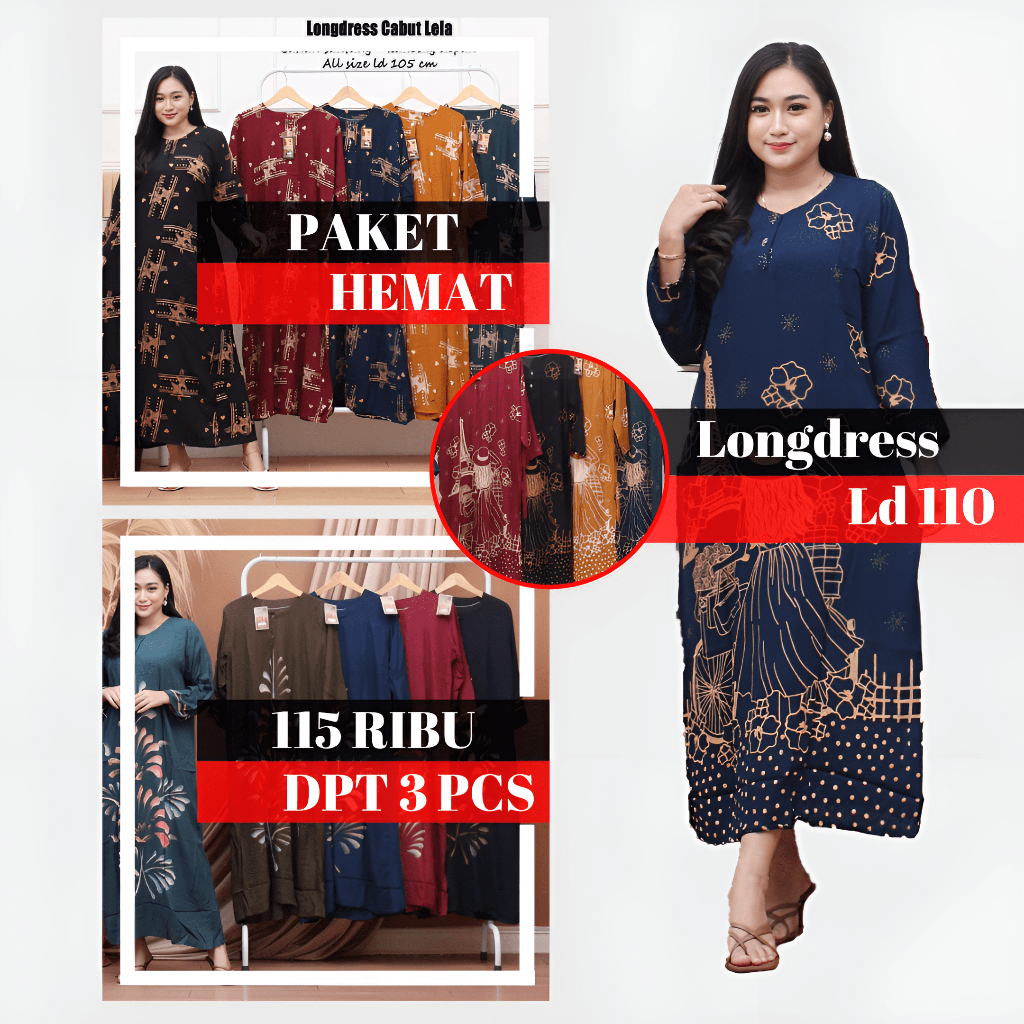 Daster Panjang Batik Longdress Lengan Panjang Daster Busui Baju Hamil Daster Kekinian Baju Tidur Wan