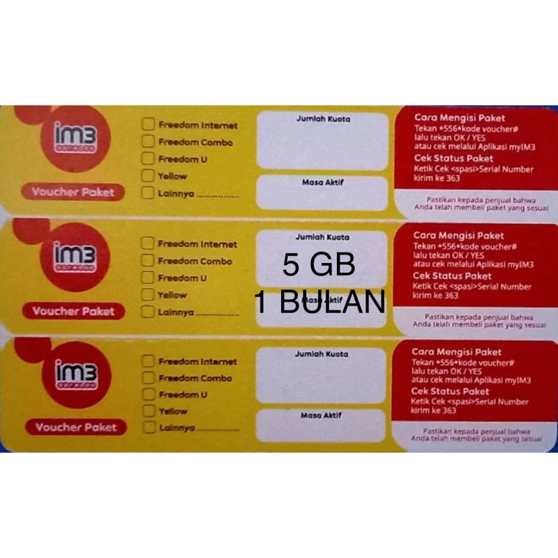 VOCER INDOSAT IM3 5 GB 1 BULAN