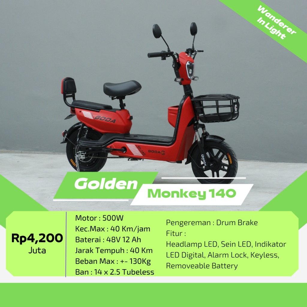 Sepeda Listrik GODA 140 New Golden Monkey