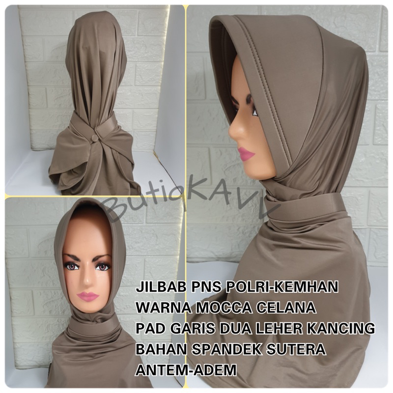 Jilbab Dinas PNS Polri Warna Mocca