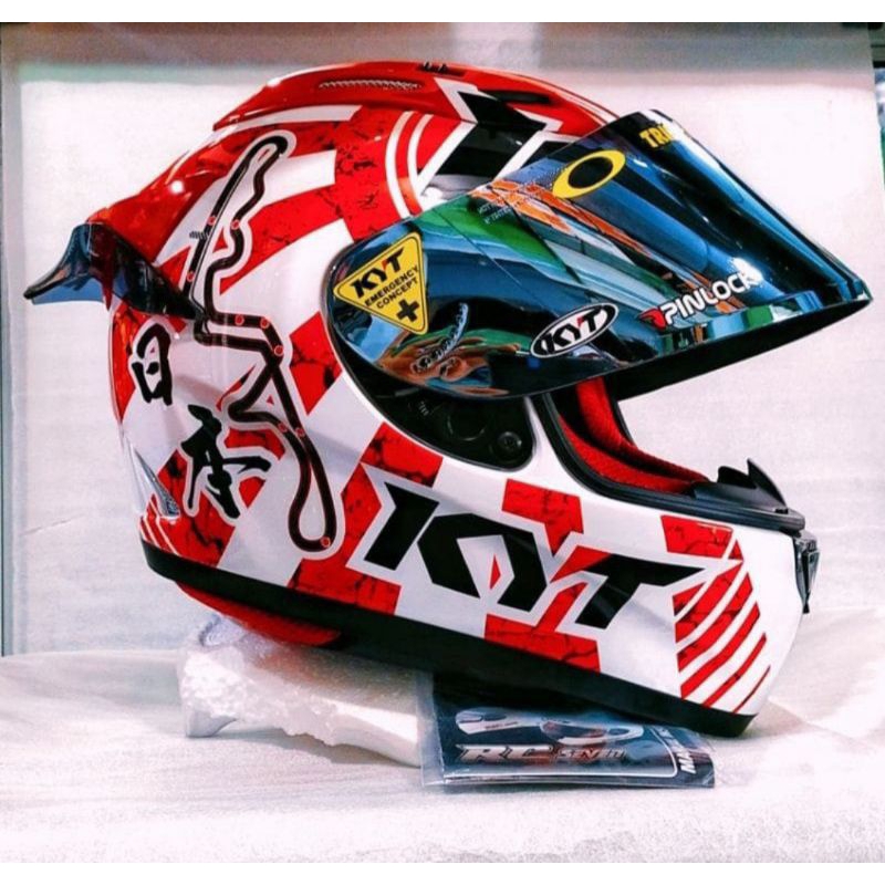 HELM KYT RC7 SERI#17 WHITE/RED PAKET GANTENG