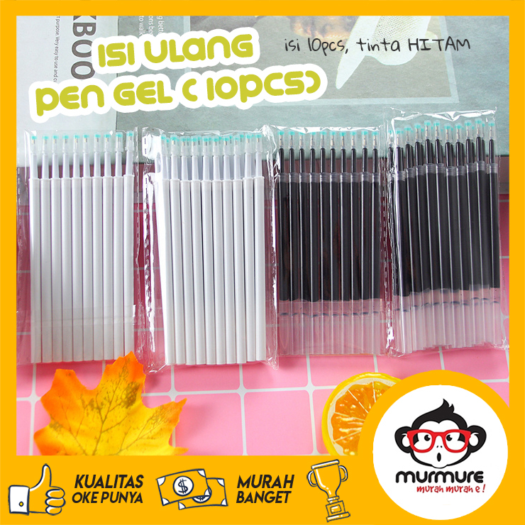 MURMURE | 10 PCS ISI ULANG PENA GEL 0.5mm 1 PACK REFILL PEN PULPEN GEL