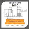 RIVET NUT MUR RIVET M10