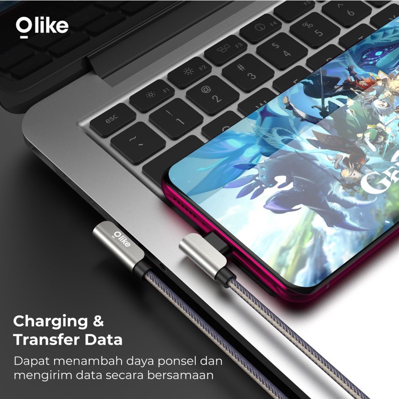 Kabel Data OLIKE G1L G1M G1C  Charger ELBOW L GAMING MICRO USB TYPE-C IPHONE - GARANSI 1 TAHUN