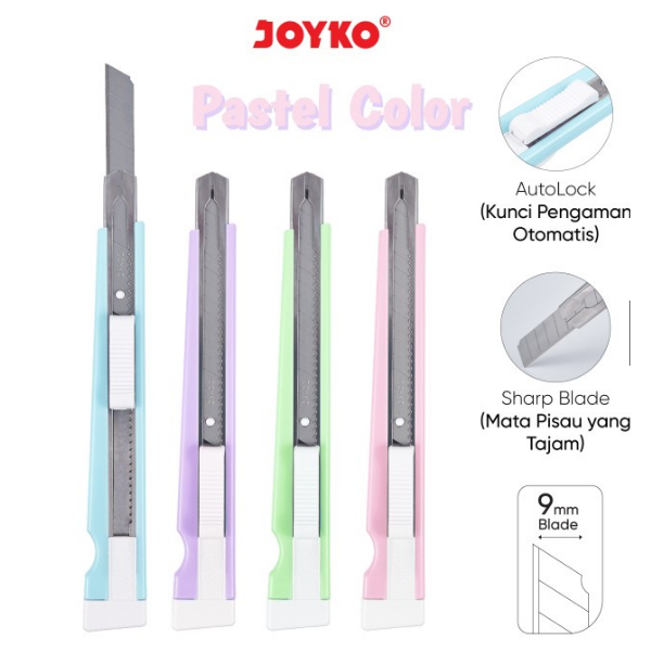 

CUTTER AUTOLOCK JOYKO A-300A PASTEL COLOUR KECIL PISAU TAJAM KUAT PINK GREEN PURPLE BLUE A 300 KATER ALAT POTONG 9 MM PEMOTONG KERTAS A300 A300A PERLENGKAPAN SEKOLAH KANTOR UKIR ALAT TULIS KANTOR