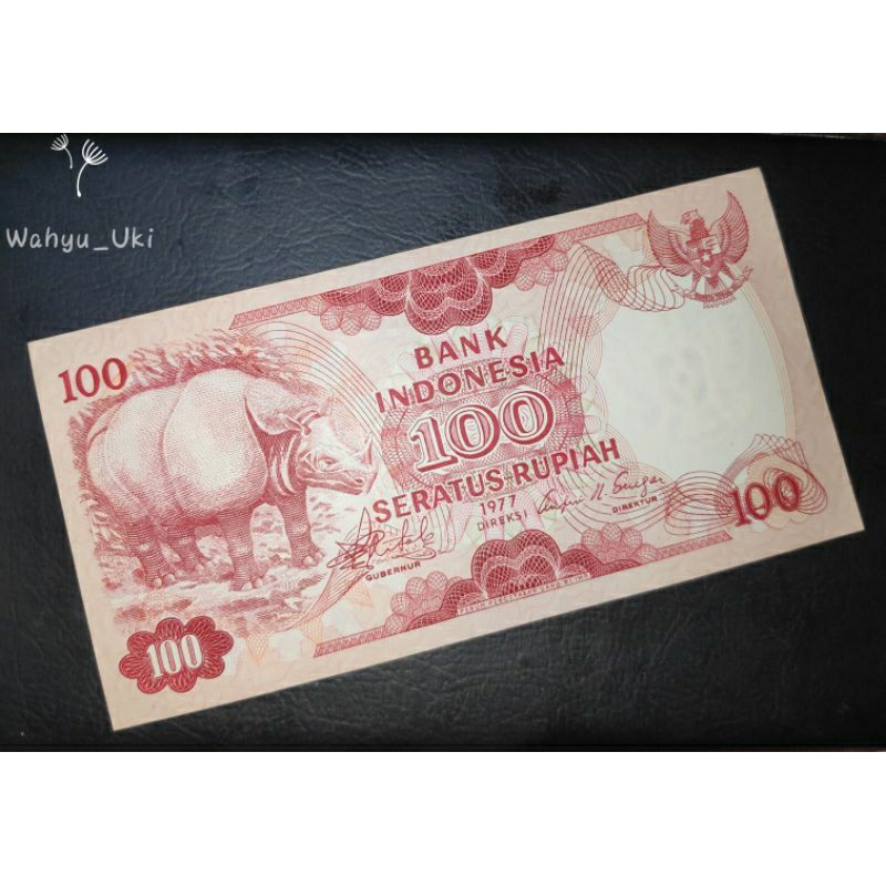 Uang kuno 100 rupiah badak 1977 gress