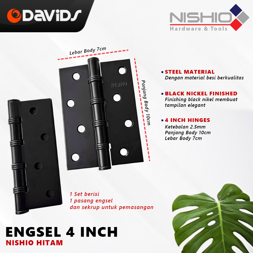 Engsel Pintu Jendela Rumah Kamar Esel Ensel Besi Hitam 4 Inch