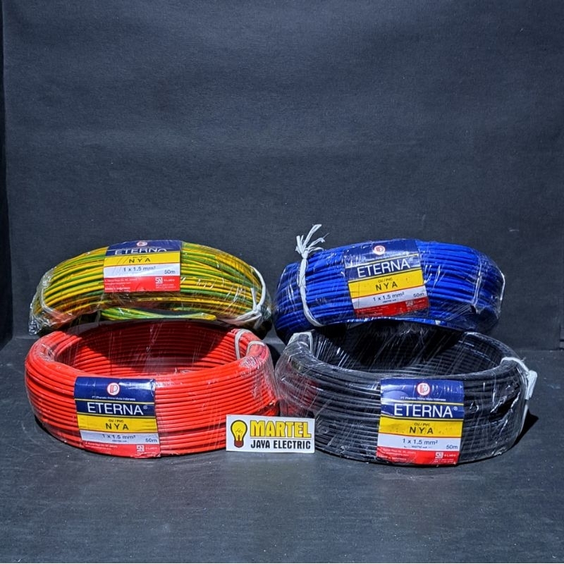 Kabel NYA ETERNA 1x1,5mm @50 meter warna merah hitam kuning biru