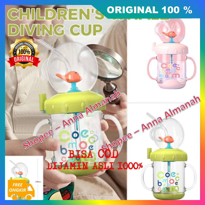 PROMO Baby Childrens Whale Diving Cup Botol Minum Anak Ikan Paus Spray Sedotan Air Mancur Lumba Lumb