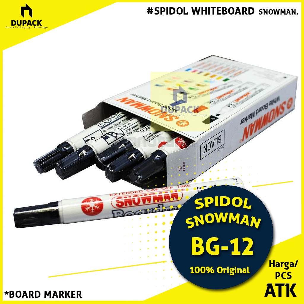 

Spidol Whiteboard Board Marker Snowman BG-12 Hitam Biru