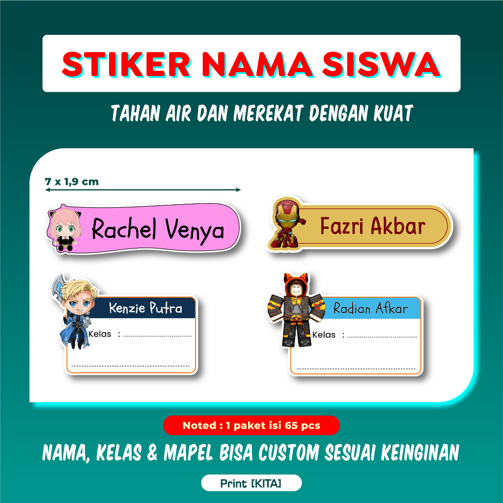 

Stiker Nama Siswa Tahan Air dan Awet Stiker Nama Anak Sekolah Murah Bisa Custom Nama