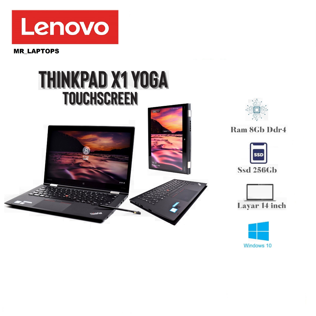 Laptop Lenovo X1 Yoga2 Core i5 Gen 7 Ram 8GB / SSD 512GB Free Mouse/Tas