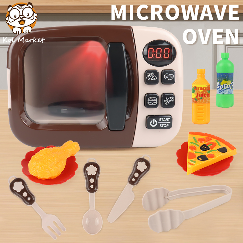 Mainan dapur anak, mainan simulasi dapur untuk anak-anak, Oven Microwave dengan lampu dan suara, had