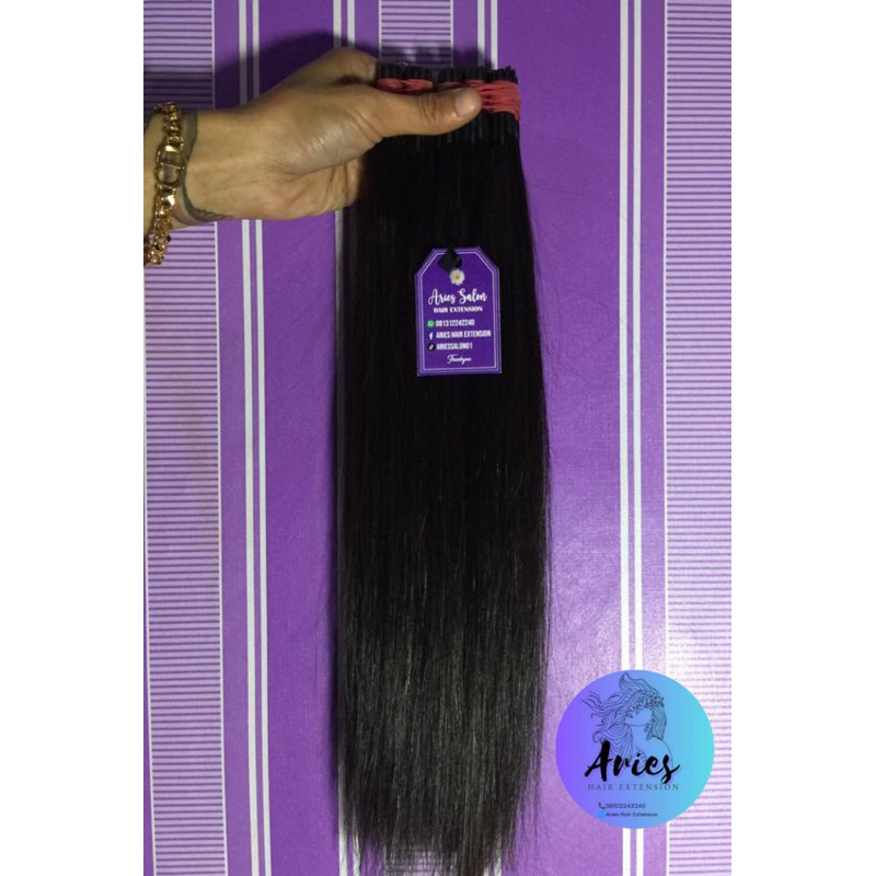 RAMBUT SAMBUNGAN PER (1 HELAI) UKURAN 40CM RAMBUT POTONGAN DARI KEPALA ASLI PERHELAI STANDAR SUDAH S