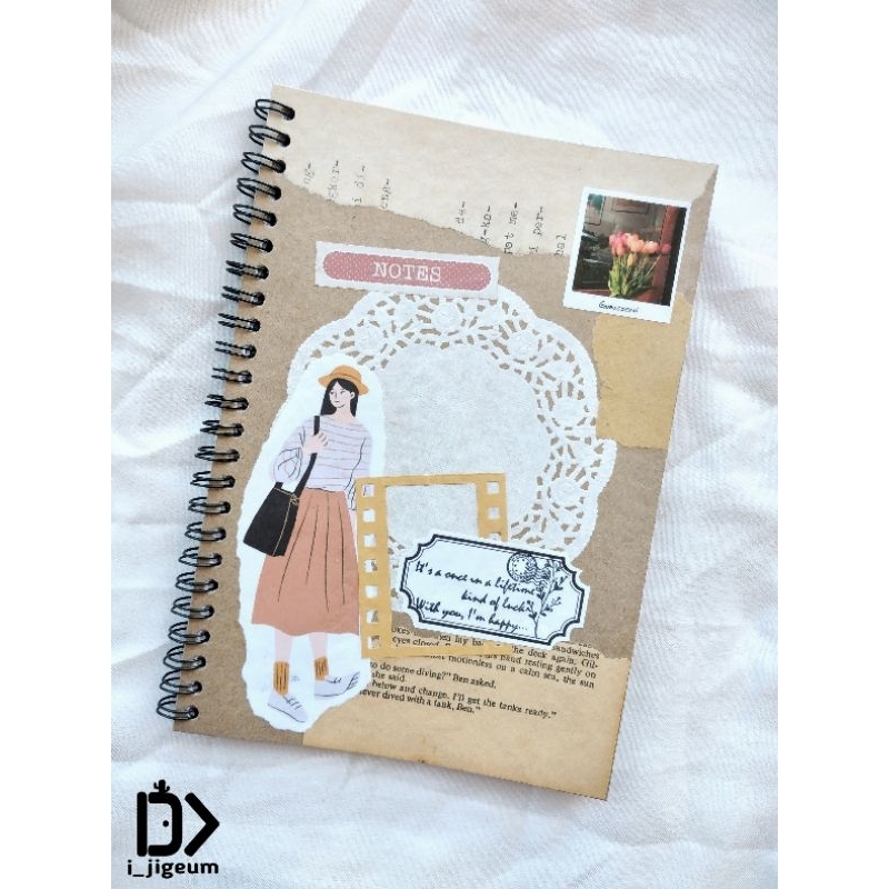 (HANDMADE | SUDAH LAMINASI) Notebook | Buku Tulis | Journal Cover Scrapbook Aesthetic | Vintage | Bu