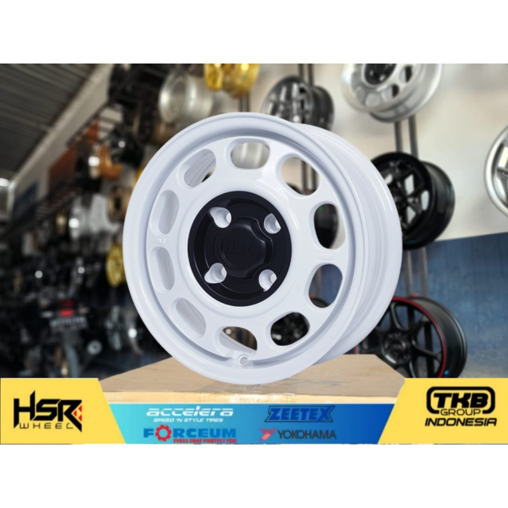 velg model kaleng ring14 hsr klg r14 warna putih baut 4x100 untuk airev brio agya karimu sigra calya