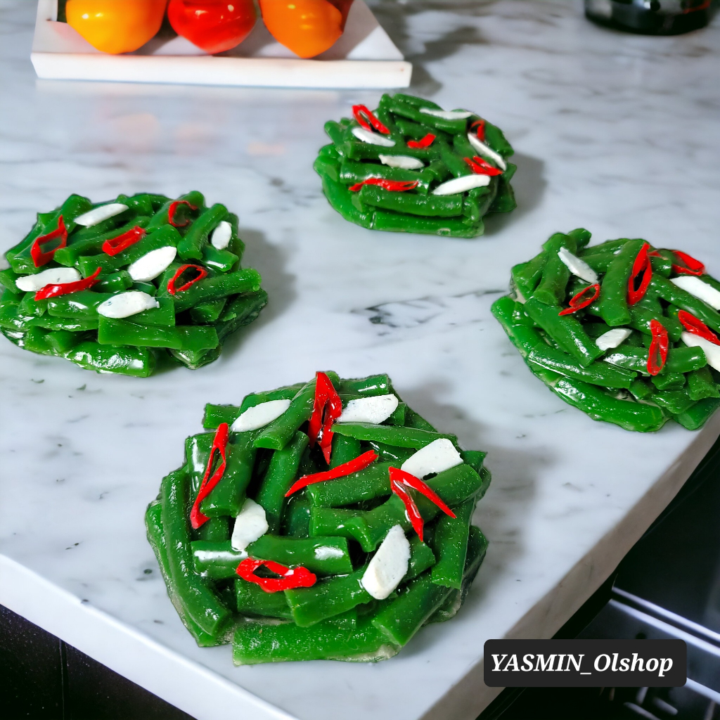 Replika Makanan / dummy makanan / Replika mainan Gizi 4 Sehat 5 Sempurna (Orek Kacang Panjang)