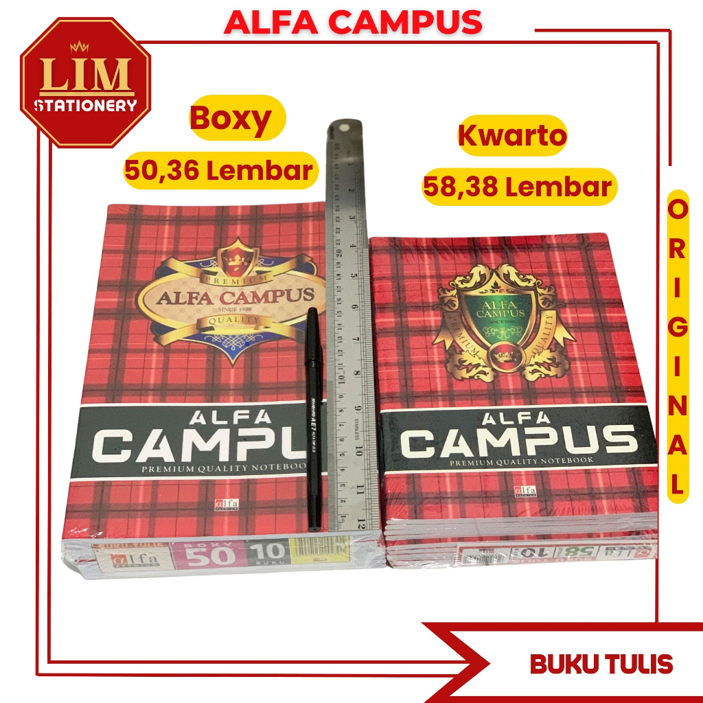 

Buku Tulis Alfa Campus 50,36 Lembar (isi 10 Buku) Boxy - Kwarto