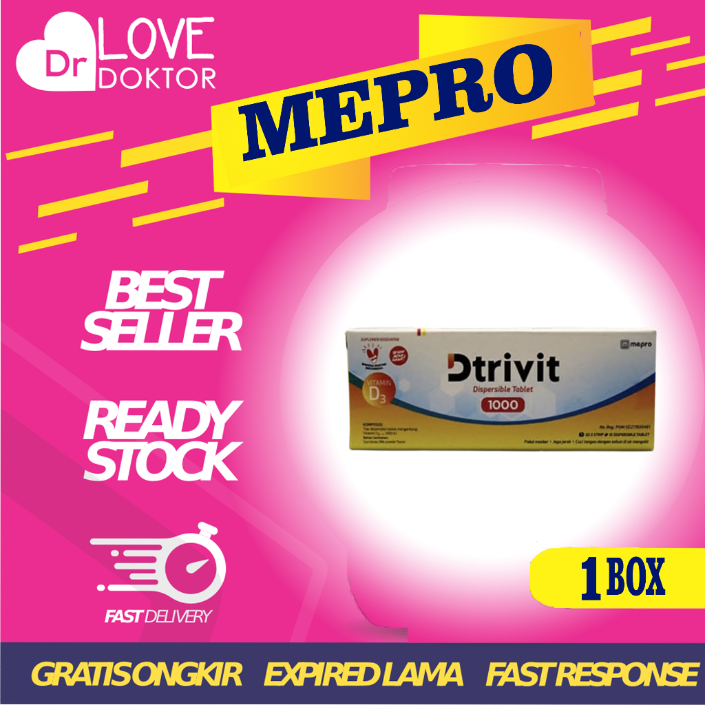 DTRIVIT D3 1000IU VITAMIN D3 1000 IU MENINGKATKAN FUNGSI IMUN 1 BOX ISI 30 DISPERSIBLE TABLET