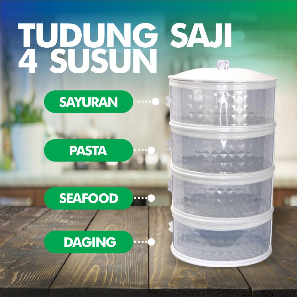 tudung saji 4 susun diamond putih / rak makan susun / tudung saji rak susun 4 susun / rak susun