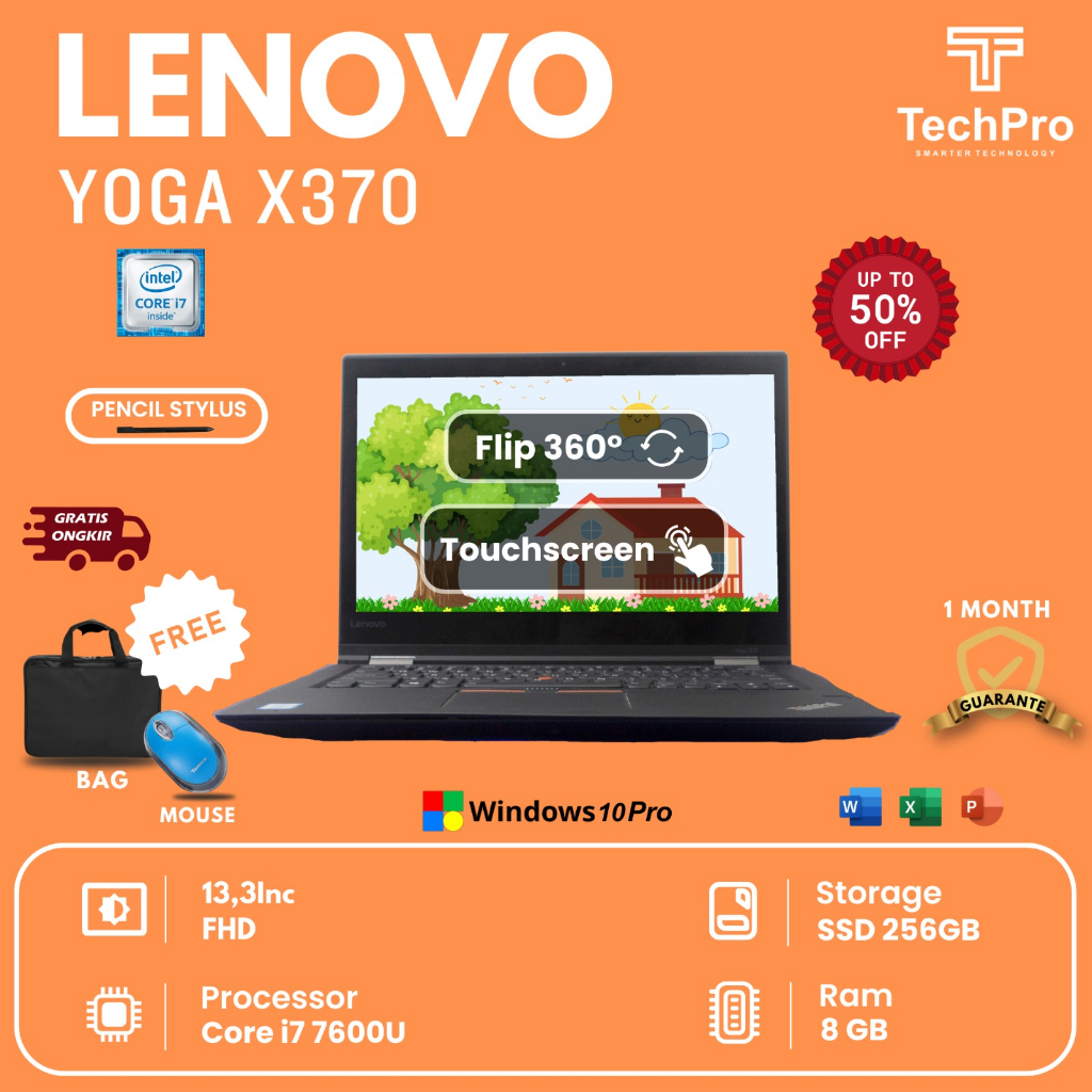 Laptop Lenovo Thinkpad Yoga 370 i5 (RAM 8GB  256GB SSD)  Layar 14" Murah Baru Laptop Gaming Tipis da