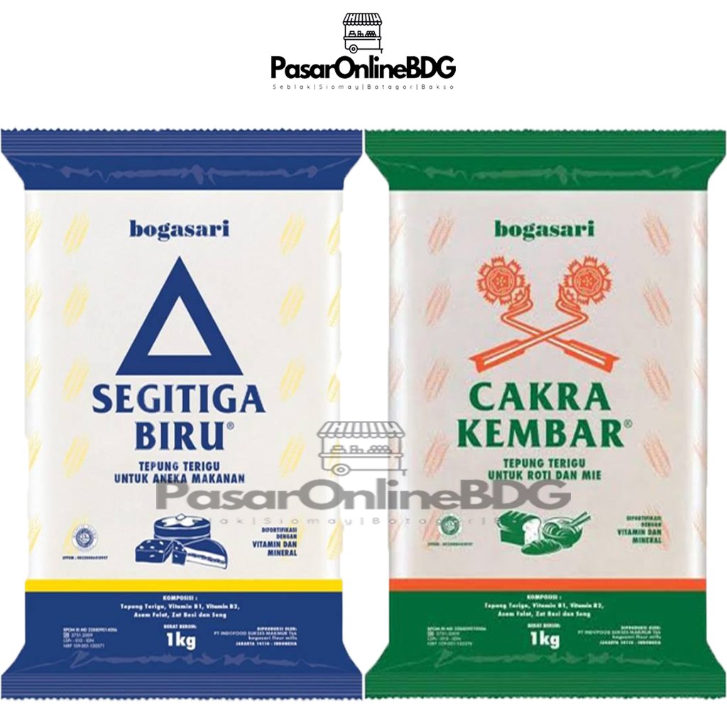 

Bogasari Tepung Terigu Segitiga Biru/Cakra 1KG