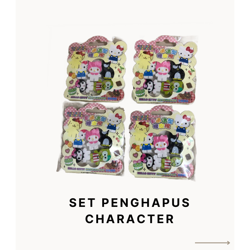 

Set Penghapus Karakter (Hello Kitty, My Melody, Keroppi, Kuromi, Badtz-maru)