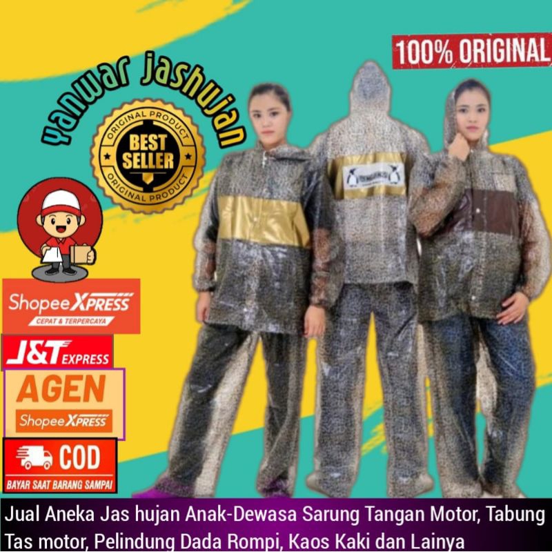 JAS HUJAN PENGUIN XL PEREMPUAN LAKI MANTEL PENGUINS ORIGINAL WANITA PRIA MOTIF LEOPARD SETELAN BAJU