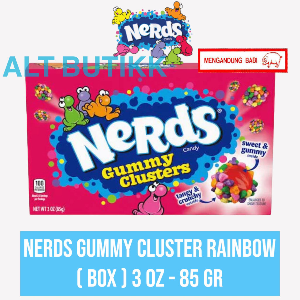 

NERDS GUMMY CLUSTERS BOX 3 OZ | PERMEN NERD RAINBOW CANDY 85 GR | PRODUCT OF USA