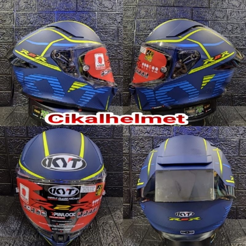 HELM KYT R2R PRO CONCEPT MATT BLUE YELLOW KYT R2R ORIGINAL TERMURAH