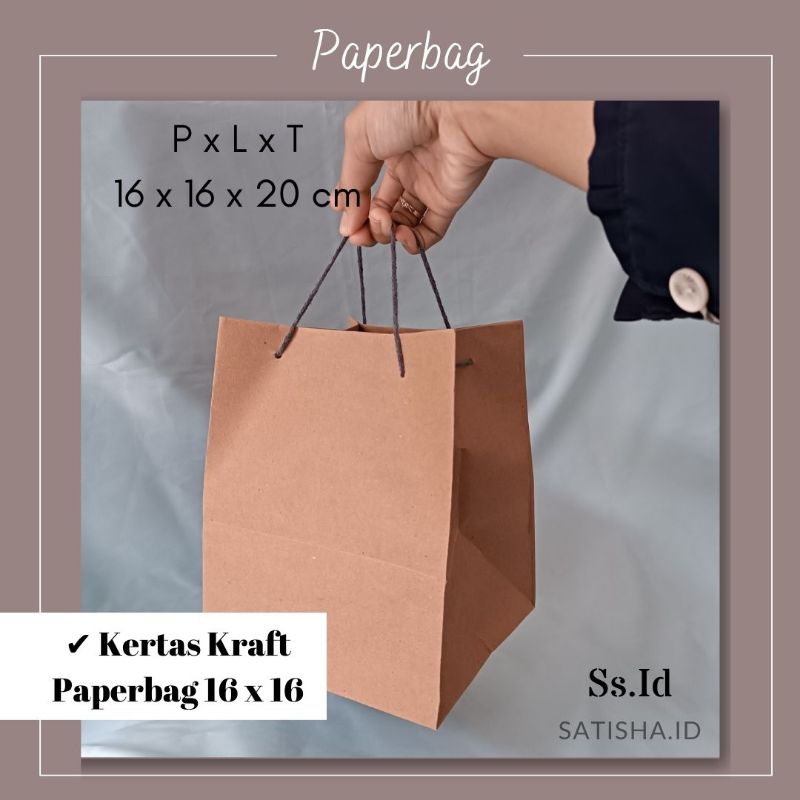 

Paperbag polos Coklat tas bungkus kado gift bahan kraft 20x16x16