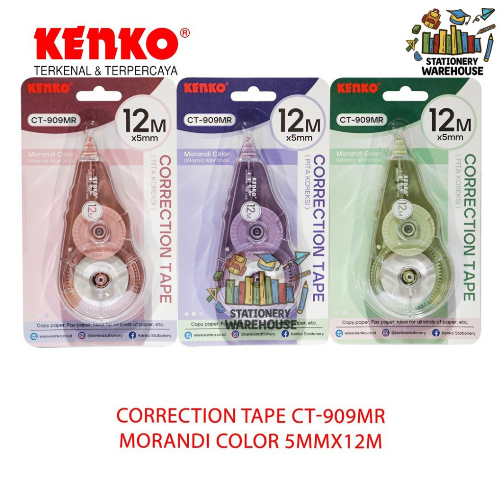 

Correction Tape Pita Koreksi KENKO CT-909MR Morandi 12 M x 5 mm