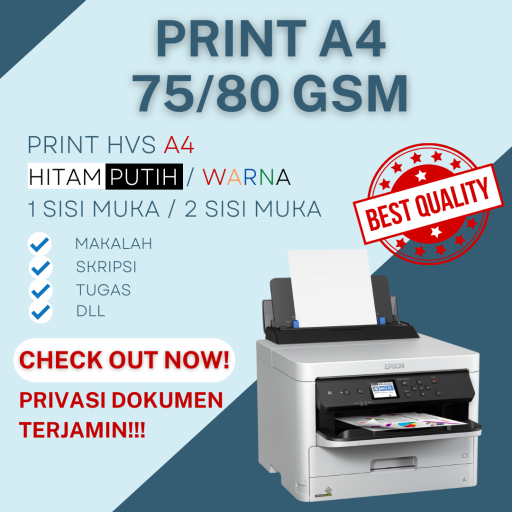 

Print A4 75 gsm / 80 gsm CETAK DOKUMEN MAKALAH, PROPOSAL, SKRIPSI, TESIS , DLL A4
