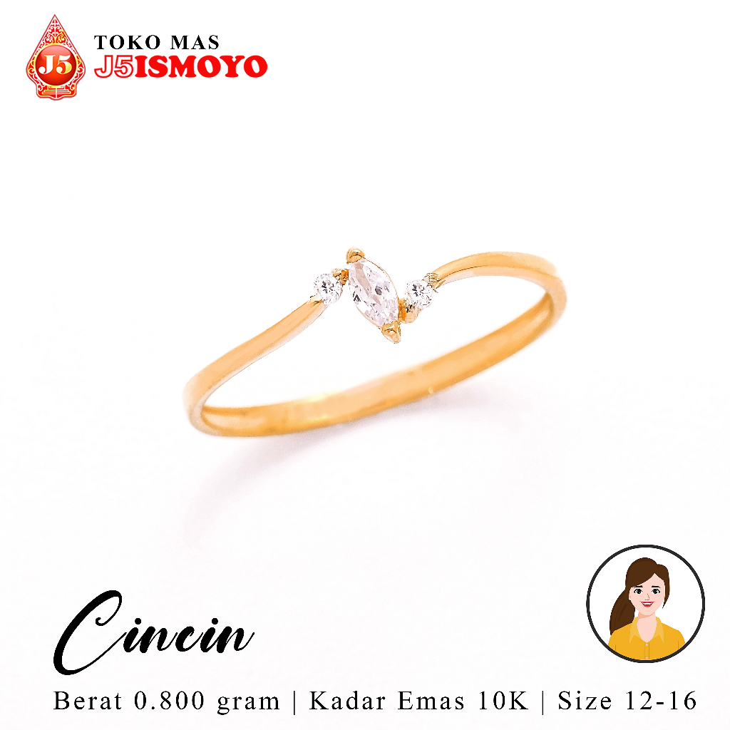 Cincin Emas 10 Karat Kitana New Arrivals Batu Putih J5 Ismoyo