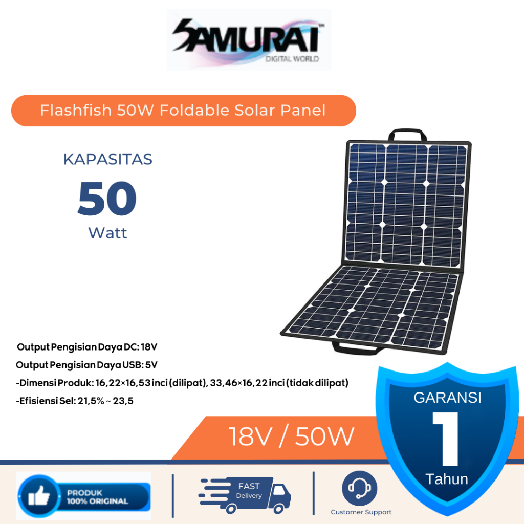 Power Station Portable Flashfish 50W  Solar Cell Tenaga Surya