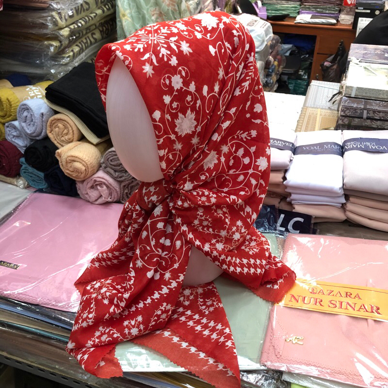 Kerudung motif voal denay premium original 115x115 cm