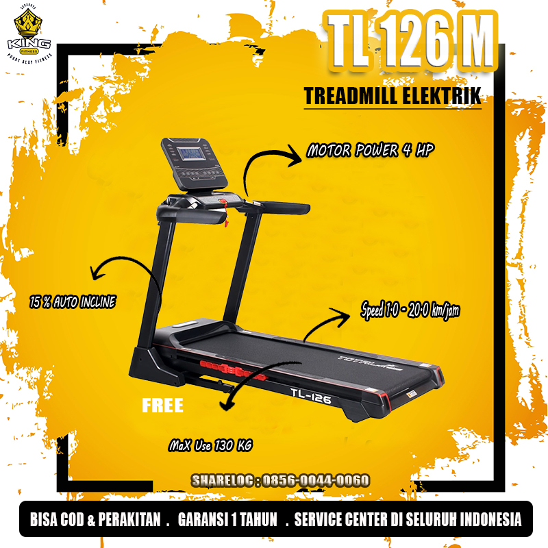 Treadmill elektrik TL126 Total fitness alat olahraga rumahan Bisa COD Surabaya