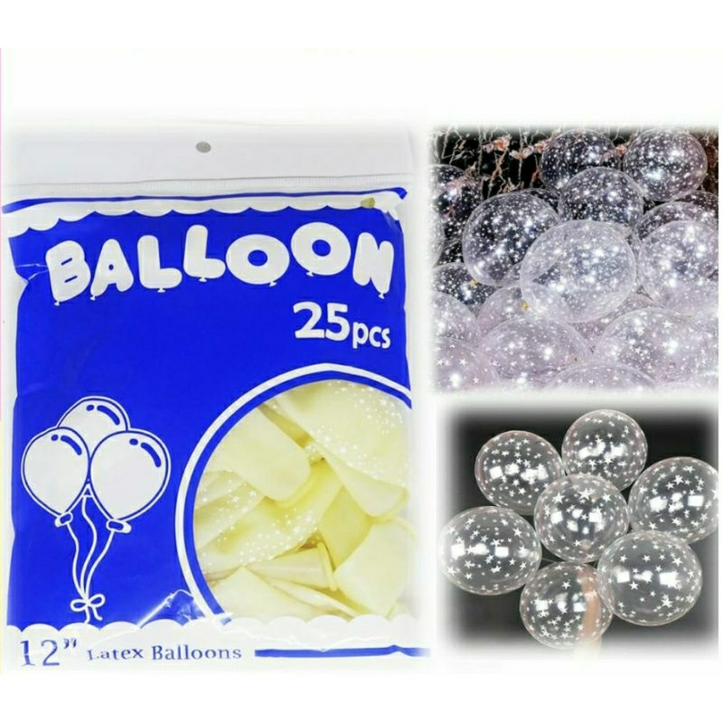 (25)BALON LATEX TRANSPARAN BINTANG