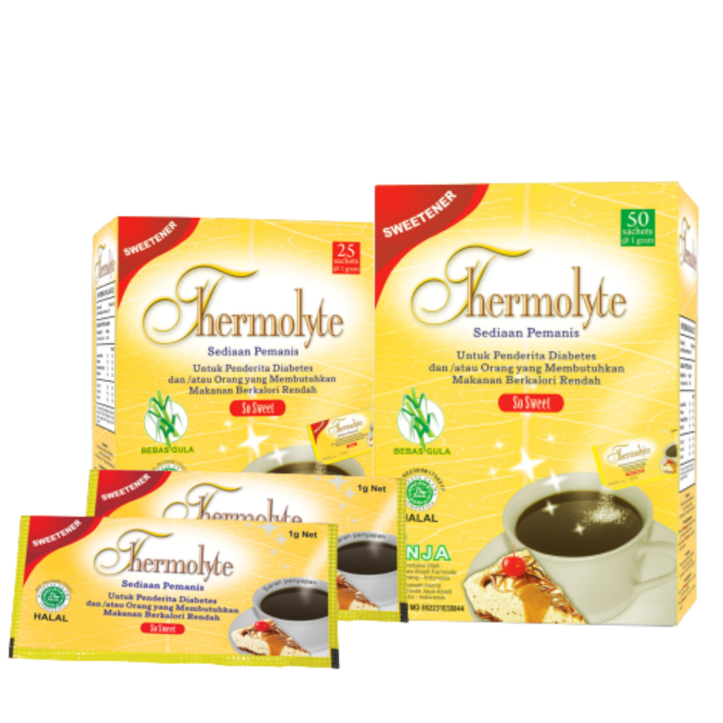 Thermolyte Sweetener - Box isi 25 sachet &amp; 50 Sachet @ 1 Gram - Pemanis Pengganti Gula