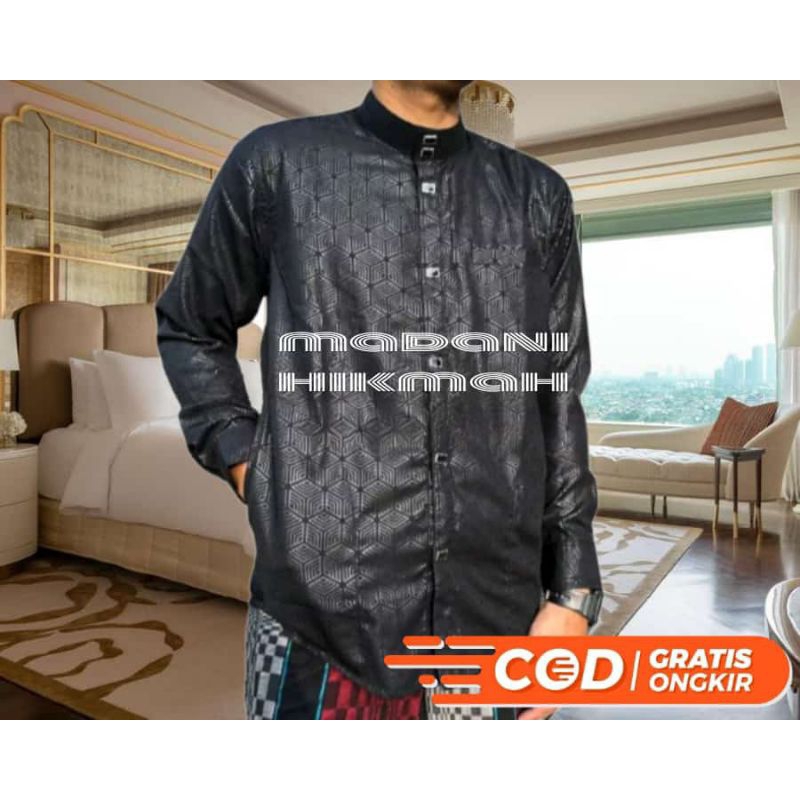 baju Koko pria muslim kemeja Koko sultan Embos kancing jepret premium infor