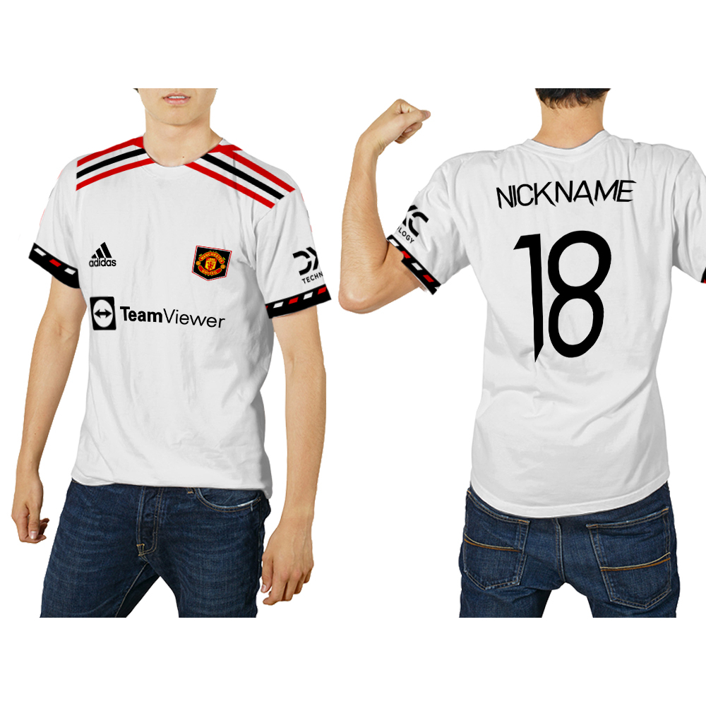 Baju Kaos Tshirt Jersey Retro Manchester United Away Wanita Custom