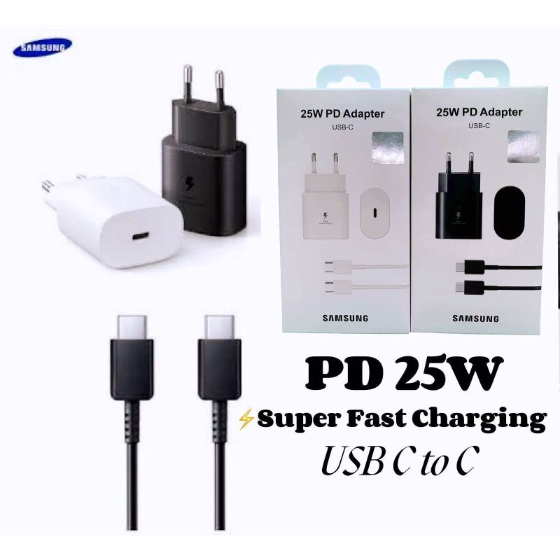 Charger Adaptor +Kabel Samsung 25Watt/35Watt/45Watt Type C Usb C + Kabel Super Fast Charging Travel 