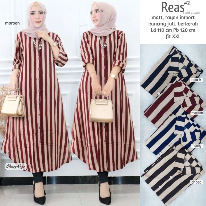 Reas #2 semi gamis dress Long Tunik by Classykeys Classy Keys / Ld 110 Pb 120