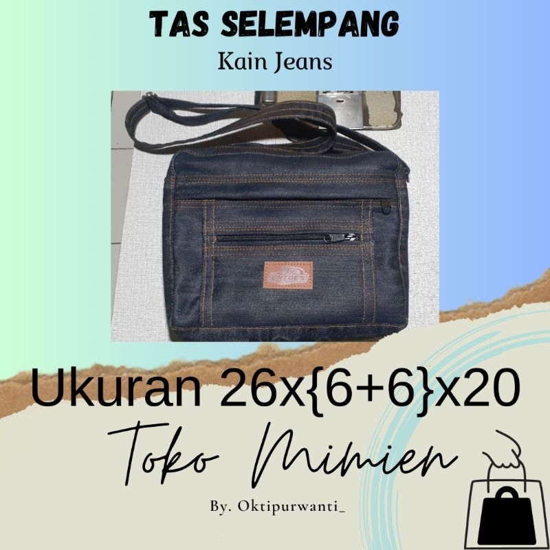 (OKT) Tas Selempang BESAR (model tidur) Kain Jeans