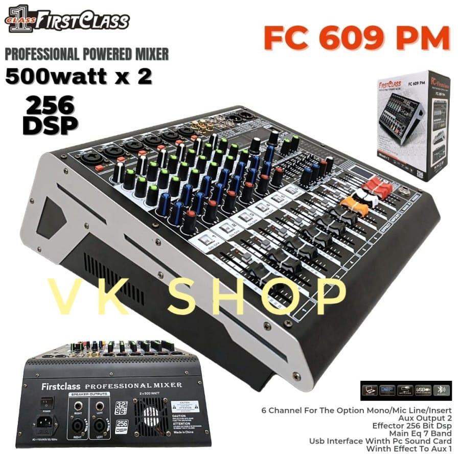 POWER MIXER FIRST CLASS FC 609 PM /FC609PM/FC-609 PM 6CH USB BLUETOOTH