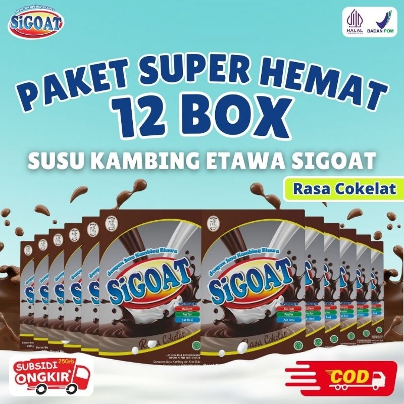 

PAKET RESELLER 12 BOX SIGOAT COKELAT SUSU KAMBING ETAWA BUBUK ORIGINAL MURAH ATASI NYERI LUTUT TULANG SENDI ASAM URAT BATUK MENAHUN ASMA PARU-PARU